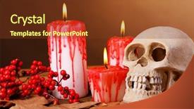 Presentation with halloween candy assorti - Cool new theme with bloody candles for halloween holiday backdrop and a tawny brown colored foreground
