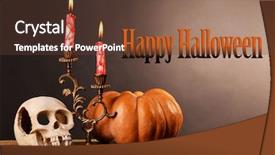  Presentation with candles - PPT theme enhanced with bloody candles for halloween holiday background and a tawny brown colored foreground