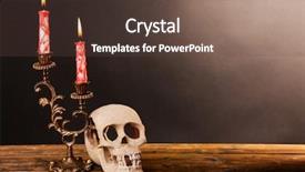  Presentation with halloween candy assorti - Amazing PPT layouts having bloody candles for halloween holiday backdrop and a tawny brown colored foreground