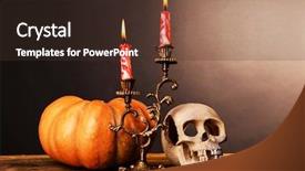  Presentation with candles - Audience pleasing PPT theme consisting of bloody candles for halloween holiday backdrop and a tawny brown colored foreground