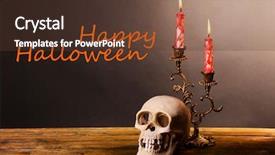  Presentation with halloween candy assorti - Beautiful PPT theme featuring bloody candles for halloween holiday backdrop and a  colored foreground