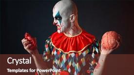  Presentation with human heart - Presentation theme featuring bloody clown holds human heart background and a tawny brown colored foreground