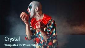  Presentation with human brain stroke - PPT theme with bloody clown licks human brain background and a ocean colored foreground