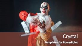  Presentation with blue eyes technology eye scan - Audience pleasing presentation theme consisting of bloody clown with crazy eyes backdrop and a tawny brown colored foreground