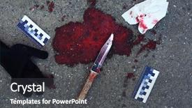  Presentation with outdoors - PPT layouts having bloody knife and evidence dragged along outdoors background and a dark gray colored foreground