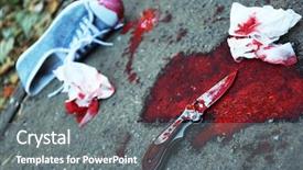  Presentation with outdoors - Slide set consisting of bloody knife and evidence dragged background and a gray colored foreground
