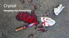  Presentation with bloody fingerprint - Slide set consisting of bloody knife dragged along outdoors background and a gray colored foreground
