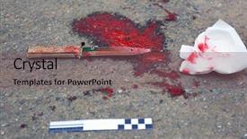  Presentation with outdoors - Slides having bloody knife dragged along outdoors background and a violet colored foreground