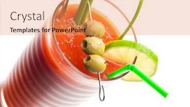  Presentation with tomato juice - Slides with bloody-mary-cocktail-made background and a coral colored foreground