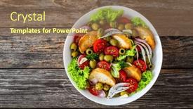  Presentation with mama mary - PPT theme featuring bloody-mary-panzanella-salad background and a violet colored foreground