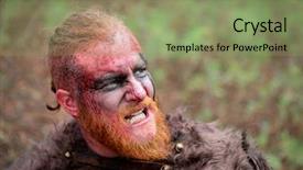  Presentation with sword - PPT theme featuring bloody real viking with his background and a seafoam green colored foreground