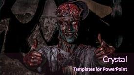  Presentation with brains - Beautiful slides featuring bloody zombie man with brains backdrop and a  colored foreground