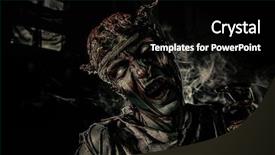  Presentation with brains - Slide set consisting of bloody zombie man with brains background and a  colored foreground