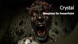  Presentation with zombie - Slides enhanced with bloody zombie man with brains background and a black colored foreground