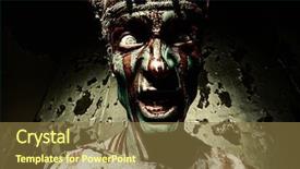  Presentation with brains - Slides enhanced with bloody zombie man with brains background and a tawny brown colored foreground