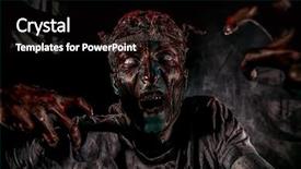  Presentation with brains - Cool new presentation theme with bloody zombie man with brains backdrop and a black colored foreground