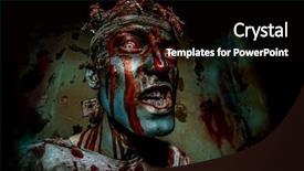  Presentation with brains - Beautiful PPT layouts featuring bloody zombie man with brains backdrop and a black colored foreground