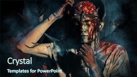  Presentation with brains - Cool new slides with bloody zombie man with brains backdrop and a  colored foreground