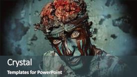  Presentation with zombie - Audience pleasing PPT layouts consisting of bloody zombie man with brains backdrop and a tawny brown colored foreground
