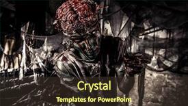  Presentation with brains - Audience pleasing PPT theme consisting of bloody zombie man with brains backdrop and a tawny brown colored foreground