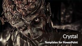  Presentation with zombie - Theme featuring bloody zombie man with brains background and a wine colored foreground