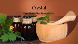  Presentation with bottles - Beautiful presentation design featuring blooming celandine with medicine bottles backdrop and a red colored foreground