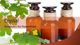  Presentation with medicine plants - Cool new presentation theme with blooming celandine with medicine bottles backdrop and a red colored foreground