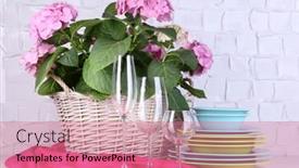  Presentation with hydrangea - Presentation design with blooming-hydrangea-and-utensils background and a coral colored foreground