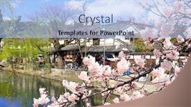  Presentation with japan sakura - Colorful PPT layouts enhanced with blooming-sakura-branch-and-kurashiki backdrop and a light blue colored foreground