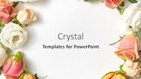  Presentation with light roses - PPT theme having blossoming-round-flowers-frame background and a sky blue colored foreground