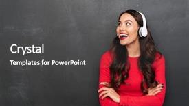  Presentation with black and red - Amazing PPT theme having blouse and headphones with cross backdrop and a dark gray colored foreground