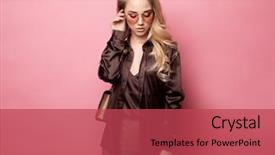  Presentation with couples holding hands - PPT theme consisting of blouse and pants wearing glasses background and a red colored foreground