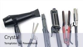  Presentation with concept high blood pressure used tablets and - PPT theme consisting of blow dryer - hairdo concept combs used background and a light blue colored foreground