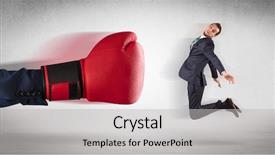  Presentation with red leather cricket ball hitting - Slide deck featuring blow fire - big red boxing gloves hitting background and a  colored foreground