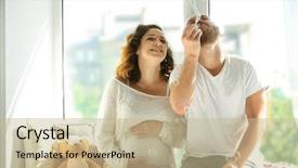  Presentation with pregnant woman - Colorful presentation theme enhanced with blow soap bubbles in waiting backdrop and a mint green colored foreground