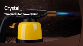  Presentation with petroleum engineering lpg gas industrial - Amazing presentation design having blow torch - manual gas burner backdrop and a wine colored foreground