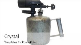  Presentation with old photographs black and white - Presentation enhanced with blow torch - old blowtorch isolated background and a  colored foreground