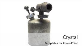  Presentation with old - Colorful presentation theme enhanced with blow torch - old blowtorch isolated backdrop and a  colored foreground