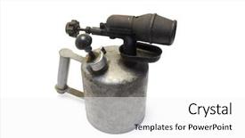  Presentation with old fashioned black and white - Colorful presentation theme enhanced with blow torch - old blowtorch isolated backdrop and a  colored foreground