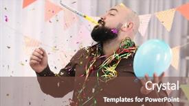  Presentation with fat - Slides enhanced with blower - funny fat man celebrating birthday background and a tawny brown colored foreground