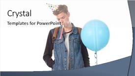 Presentation with birthday boy - Presentation theme featuring blower - portrait of handsome college boy background and a white colored foreground