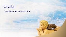 Presentation with angel baby - Slides having blowing angel figure background and a sky blue colored foreground