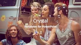  Presentation with van terminal - Beautiful presentation featuring blowing bubbles in camper van backdrop and a coral colored foreground