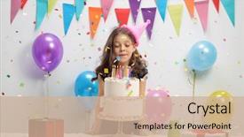  Presentation with birthday cake - Cool new presentation with blowing candles on a birthday backdrop and a soft green colored foreground