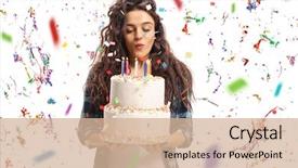  Presentation with teenage girl - Cool new theme with blowing candles on a birthday backdrop and a soft green colored foreground