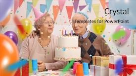  Presentation with senior couple - Beautiful presentation theme featuring blowing candles on a birthday backdrop and a lemonade colored foreground