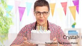  Presentation with birthday cake - Presentation design enhanced with blowing candles on a birthday background and a coral colored foreground
