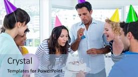  Presentation with birthday cake and candle - Amazing presentation having blowing candles on her birthday backdrop and a light blue colored foreground