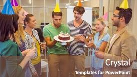  Presentation with birthday cake - PPT theme featuring blowing candles on her birthday background and a tawny brown colored foreground