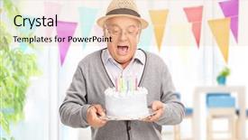  Presentation with birthday cake - Cool new PPT theme with blowing candles on his birthday backdrop and a lemonade colored foreground
